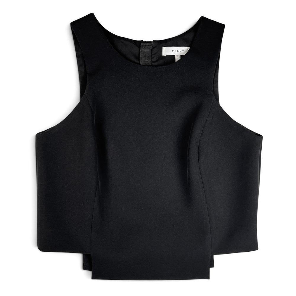 Milly Italian Cady Stretch Shell Top Black. Women's Size 2 $230 MSRP